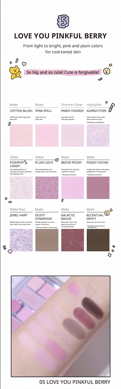 Peripera – All Take Mood Technique Palette – 05 Luv Pinkfull Berry