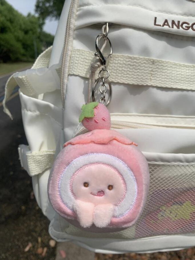 Pink Strawberry Cake Keychain