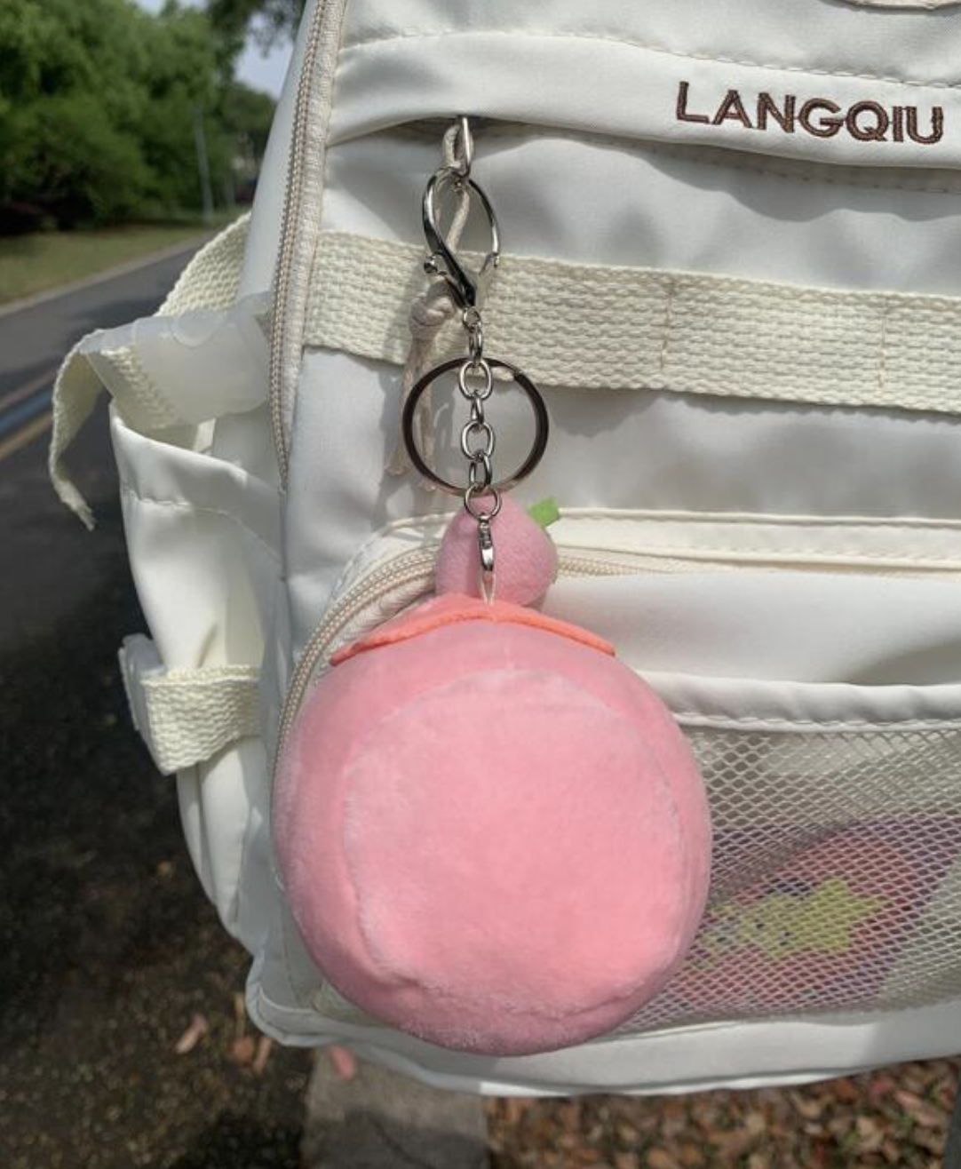Roze Aardbeientaart Sleutelhanger